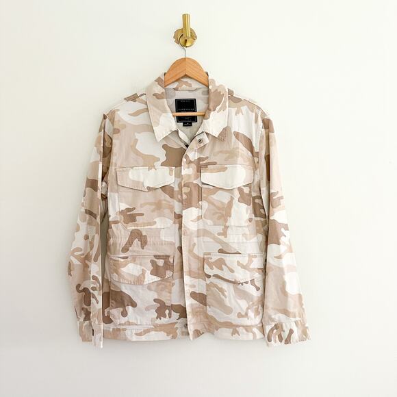 Sanctuary Snap Front Basic Utility Jacket in Beige Camo M - Picture 1 of 9